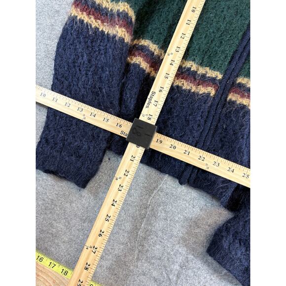 Vtg 90s Paul Harris Design Zip Up Sweater Womens Small Navy Striped Mohair Blend - Picture 3 of 5